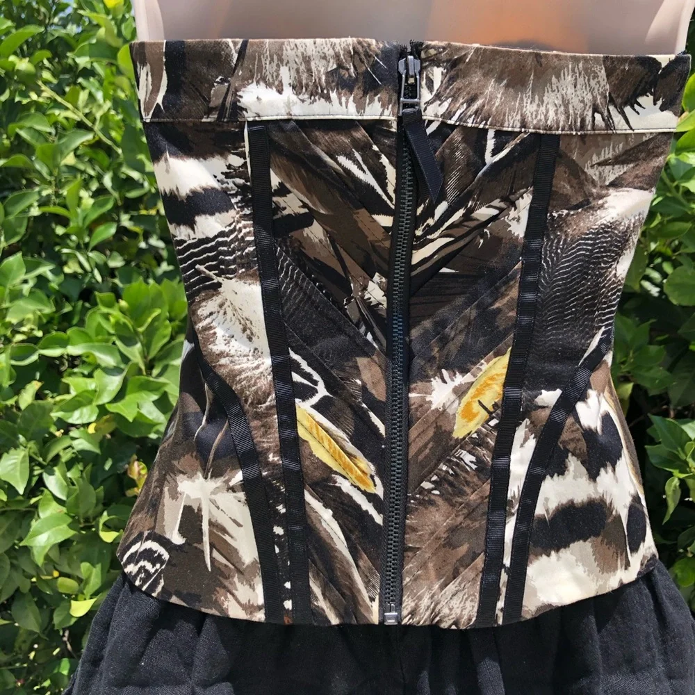 bebe Black Corset Strapless Zip Up Top - Picture 8 of 8